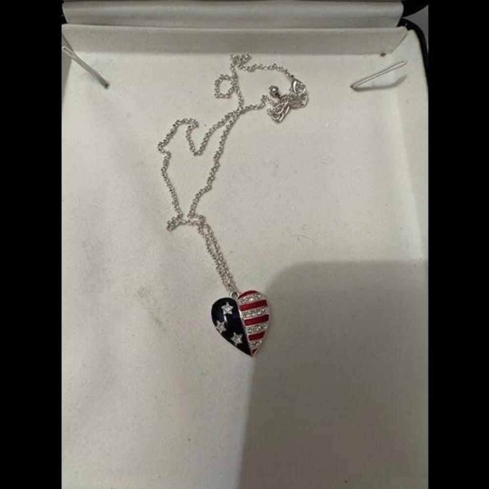 Show Your Love for the USA with a Patriotic Heart Necklace!